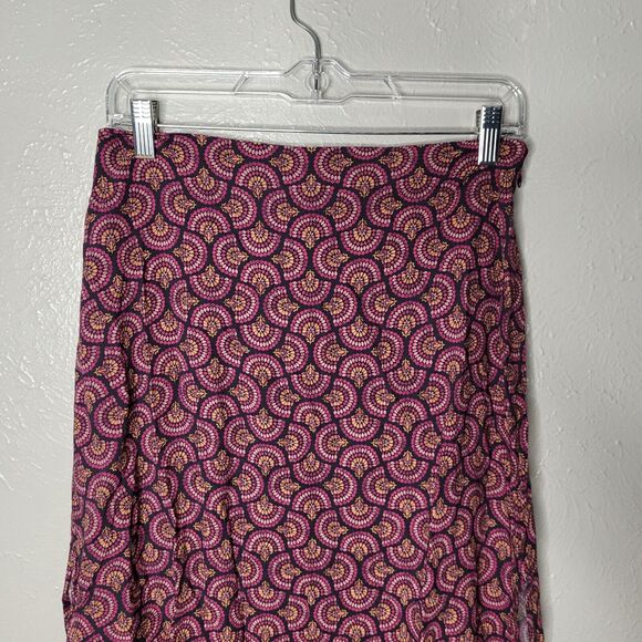 Marine Layer Womens Purple Ryan Midi Slip Skirt pink fan print Boho sz 6 - Picture 3 of 10